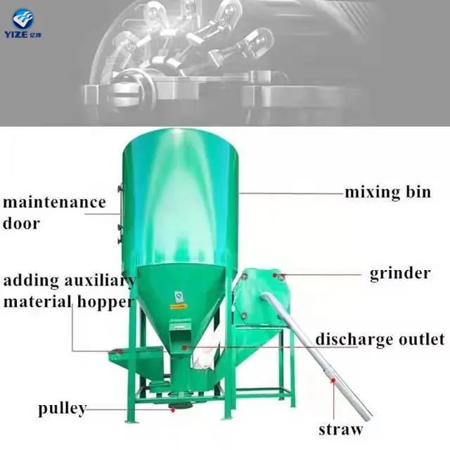 Wholesale Poultry Feed Mixer Grinder Machine in Stock Poultry Feed Mixer Free Spare Parts Feed Mixing Biomass Crusher 220-380V