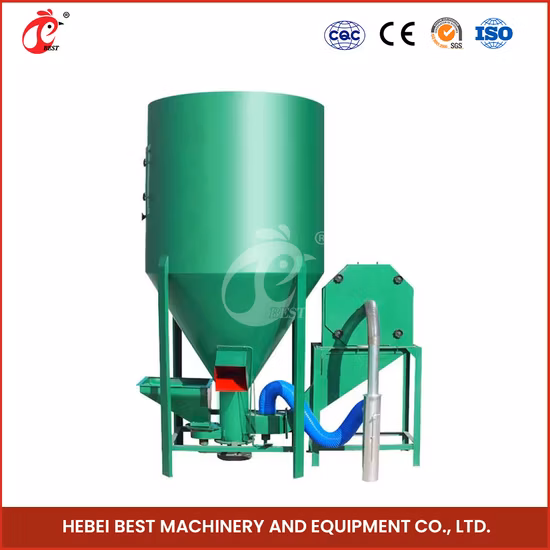 Bestchickencage Feed Crushing Mixer China Trituradora y mezcladora de piensos para aves de corral Fabricación ODM Custom Small Footprint Animal Feed Grinder and Mixer for Chicken